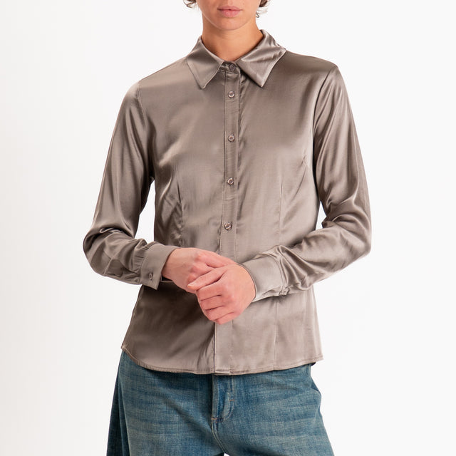 Zeroassoluto-Camicia CAROLA raso di viscosa super stretch - taupe