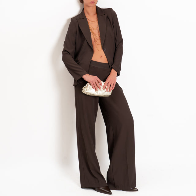 Zeroassoluto-Completo giacca + pantalone tessuto fluido - moro