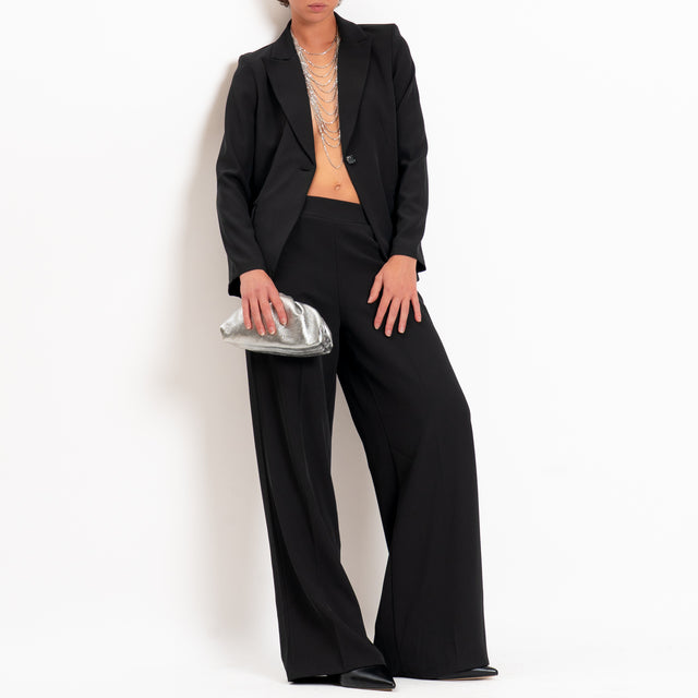 Zeroassoluto-Completo giacca + pantalone tessuto fluido - nero