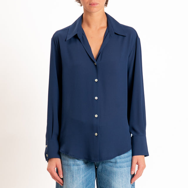 Zeroassoluto-Camicia CLAY MANO SETA - blu