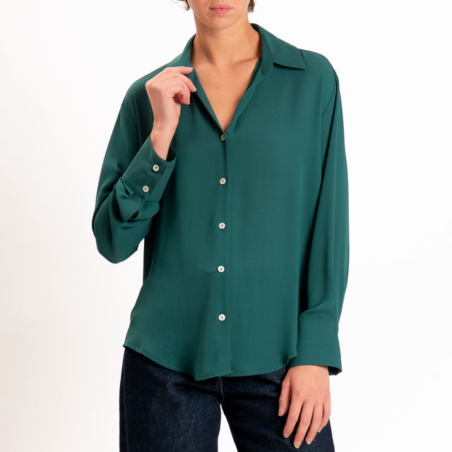 Zeroassoluto-Camicia CLAY MANO SETA - verde bottiglia