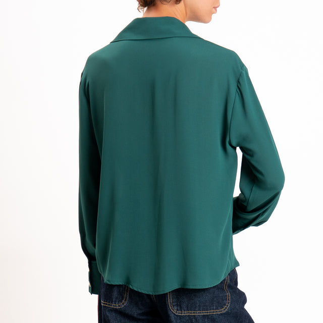 Zeroassoluto-Camicia CLAY MANO SETA - verde bottiglia