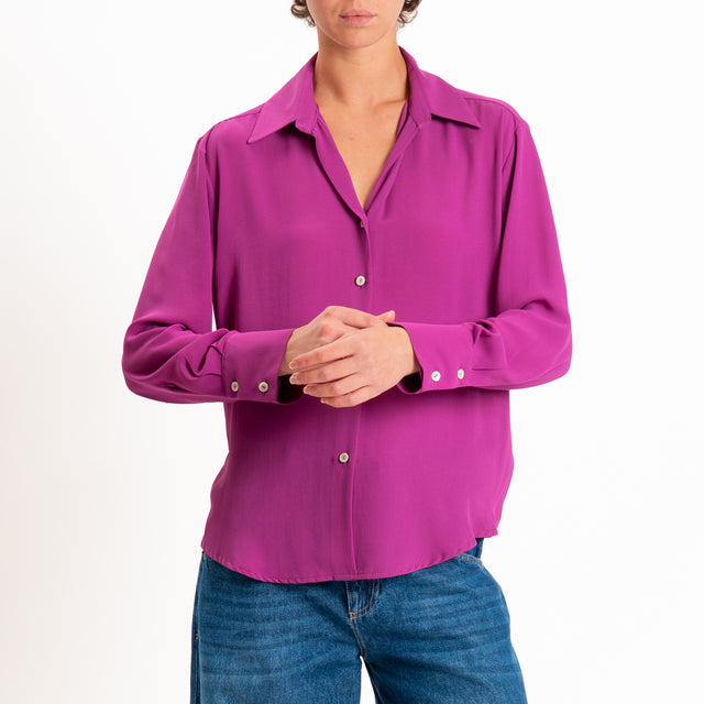 Zeroassoluto-Camicia CLAY MANO SETA - ciclamino