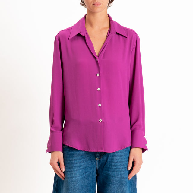 Zeroassoluto-Camicia CLAY MANO SETA - ciclamino