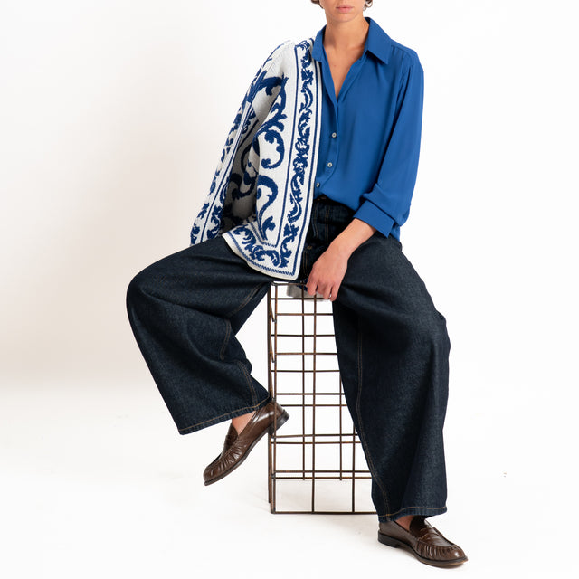 Zeroassoluto-Camicia CLAY MANO SETA - royal