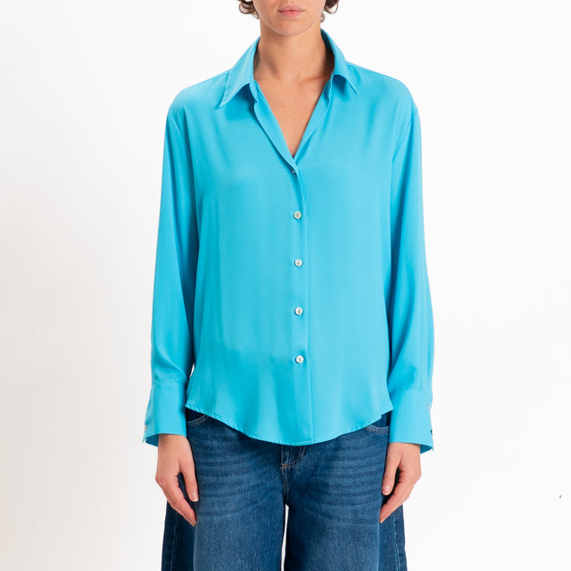 Zeroassoluto-Camicia CLAY MANO SETA - turchese