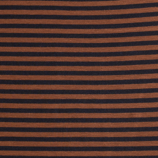 Zeroassoluto-T-shirt CLOE righe in jersey elastici - tabacco/blu