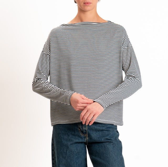 Zeroassoluto-T-shirt CLOE stretch jersey striped - butter/black