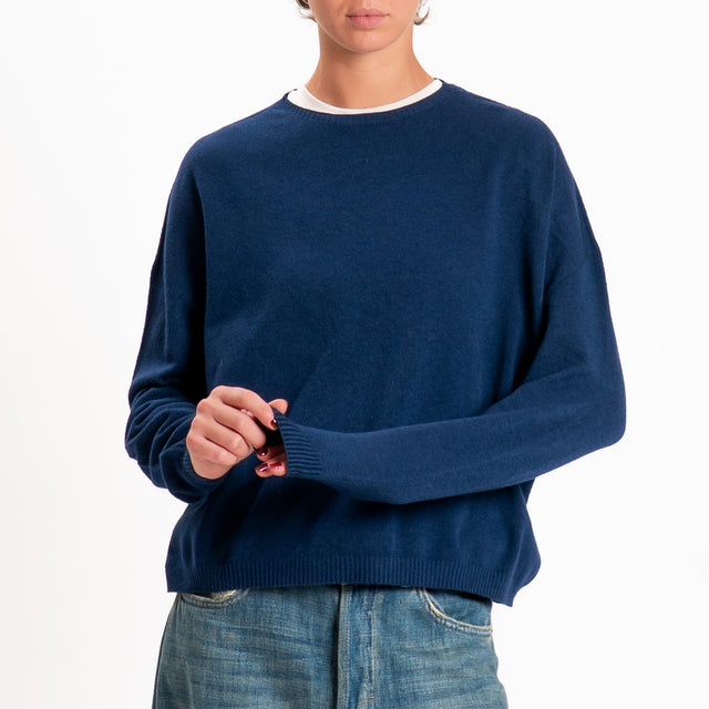Zeroassoluto-Maglia scatola girocollo - blu