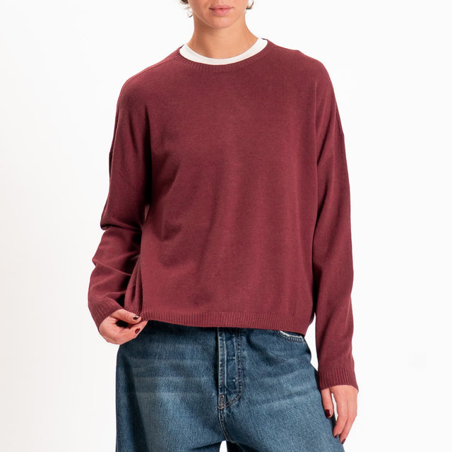 Zeroassoluto-Maglia scatola girocollo - Bordeaux