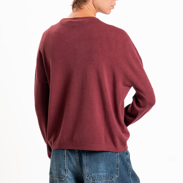 Zeroassoluto-Maglia scatola girocollo - Bordeaux