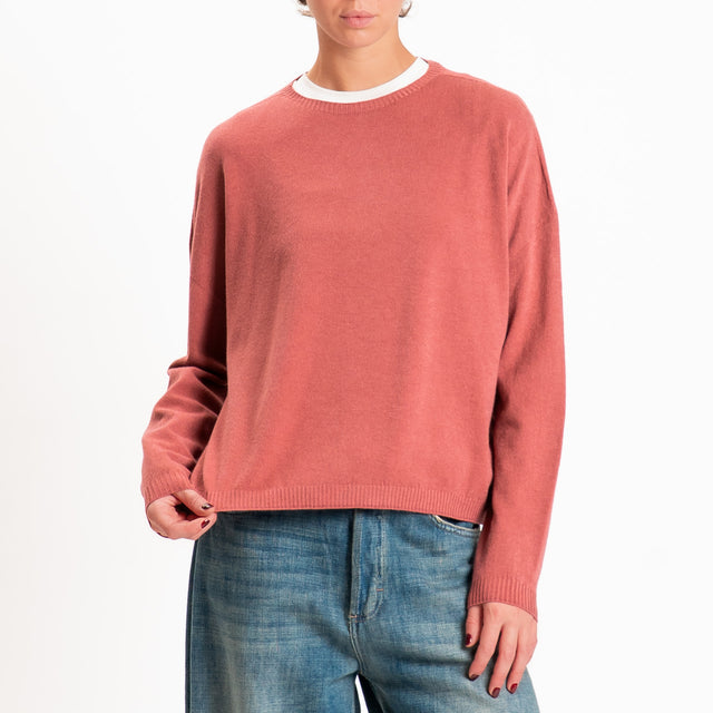 Zeroassoluto-Maglia scatola girocollo - lipstick