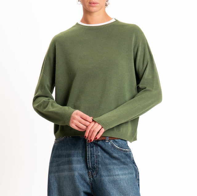Zeroassoluto-Maglia scatola girocollo - militare
