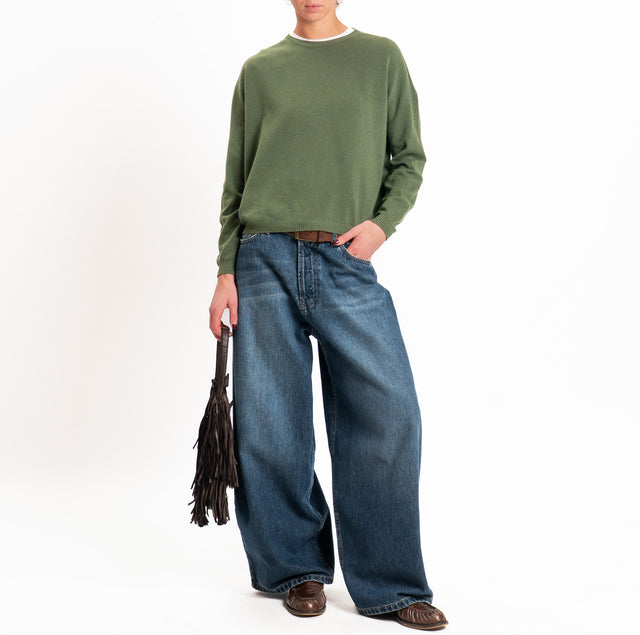 Zeroassoluto-Maglia scatola girocollo - militare
