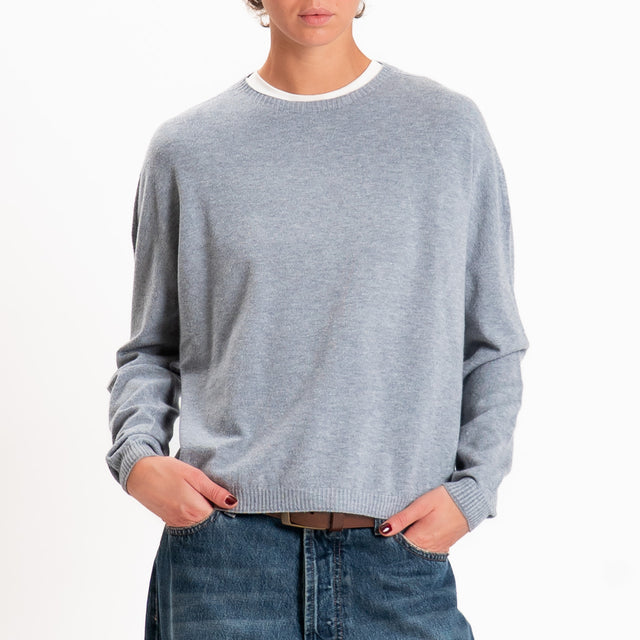 Zeroassoluto-Maglia scatola girocollo - perla