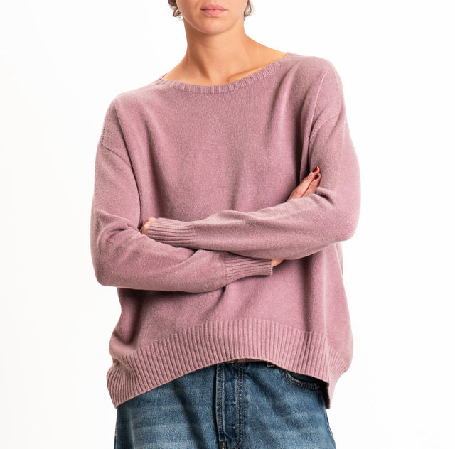 Zeroassoluto-Maglia scatola stondata bordi a coste - mauve