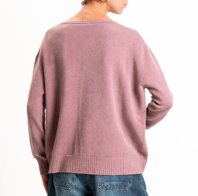 Zeroassoluto-Maglia scatola stondata bordi a coste - mauve