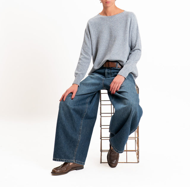 Zeroassoluto-Maglia scatola stondata bordi a coste - perla