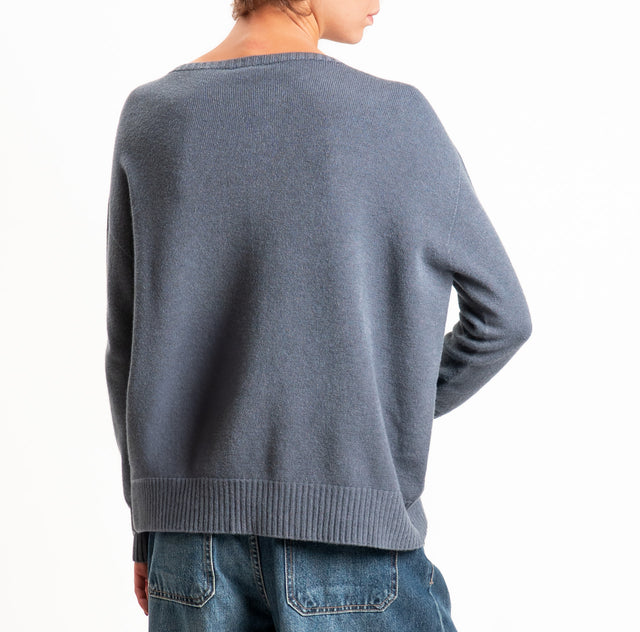 Zeroassoluto-Maglia scatola stondata bordi a coste - piombo