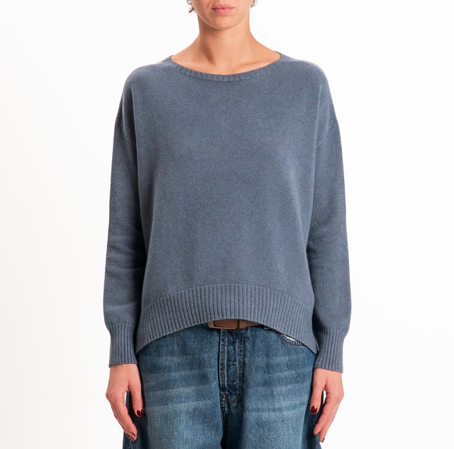 Zeroassoluto-Maglia scatola stondata bordi a coste - piombo