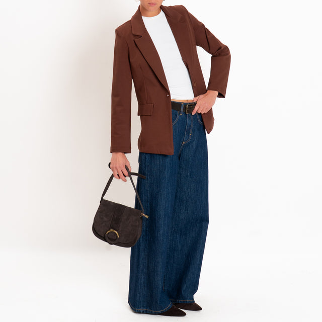 Zeroassoluto-Giacca JENNY punto milano con spalline - choco