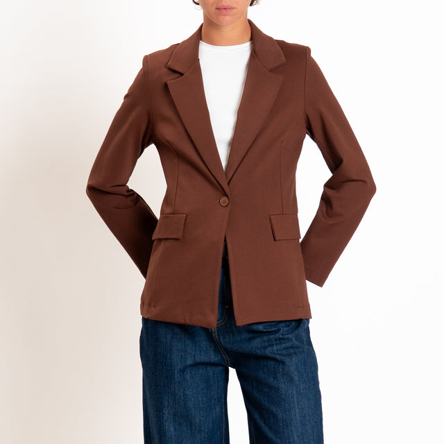 Zeroassoluto-Giacca JENNY punto milano con spalline - choco