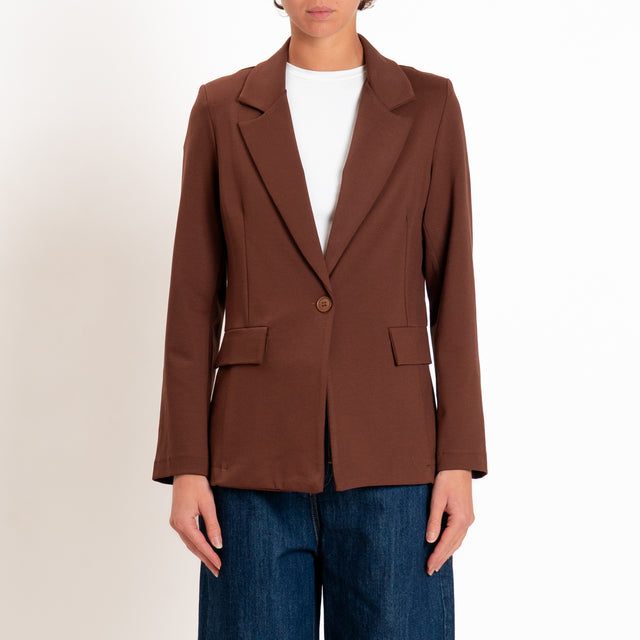 Zeroassoluto-Giacca JENNY punto milano con spalline - choco