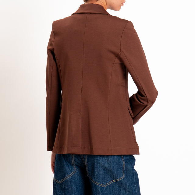 Zeroassoluto-Giacca JENNY punto milano con spalline - choco