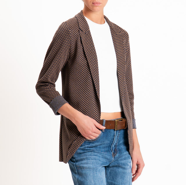 Zeroassoluto-Giacca JIN elasticizzata - esagono lurex blu/biscotto/jeans