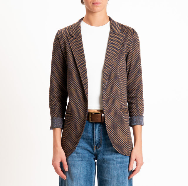 Zeroassoluto-Giacca JIN elasticizzata - esagono lurex blu/biscotto/jeans