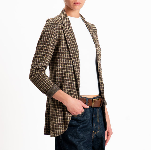 Zeroassoluto-Giacca JIN elasticizzata - quadri lurex moro/militare/oro