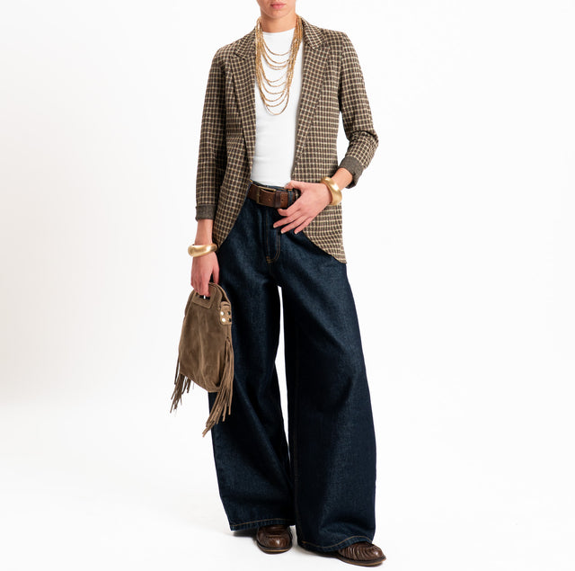 Zeroassoluto-Giacca JIN elasticizzata - quadri lurex moro/militare/oro