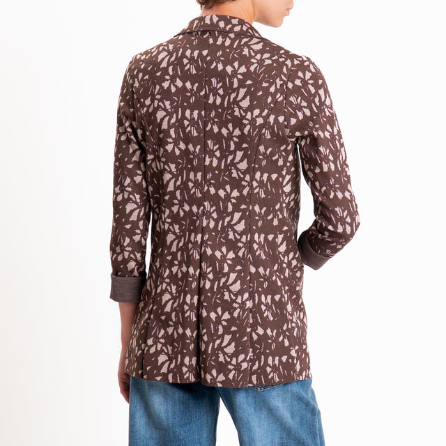 Zeroassoluto-Giacca JIN elasticizzata - fiori lurex moro/cipria/ribes