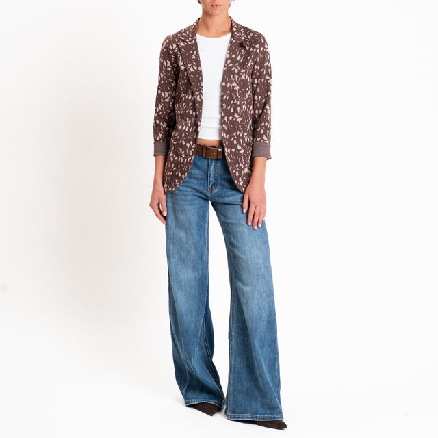 Zeroassoluto-Giacca JIN elasticizzata - fiori lurex moro/cipria/ribes