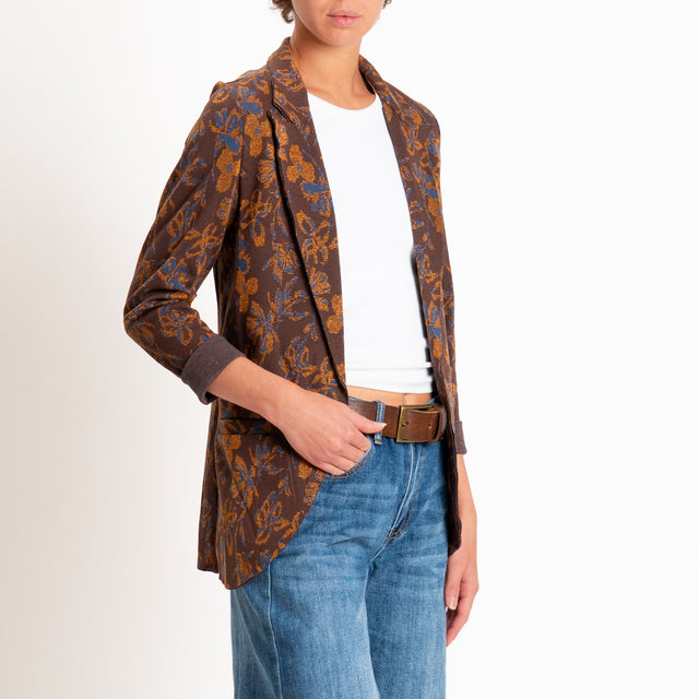 Zeroassoluto-Giacca JIN elasticizzata - floreale lurex moro/ottanio/rame