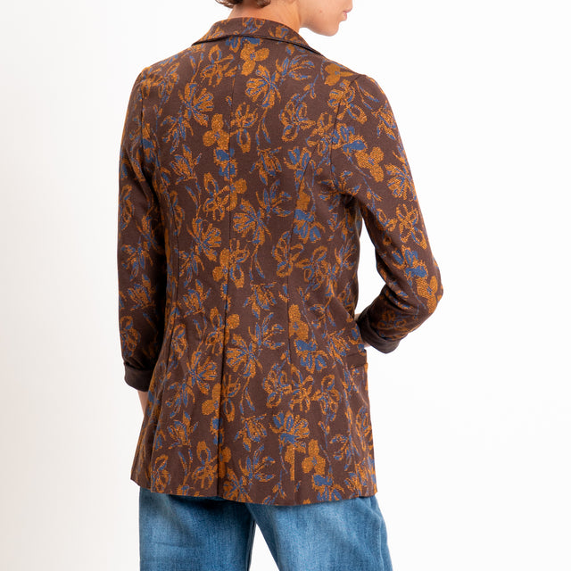 Zeroassoluto-Giacca JIN elasticizzata - floreale lurex moro/ottanio/rame