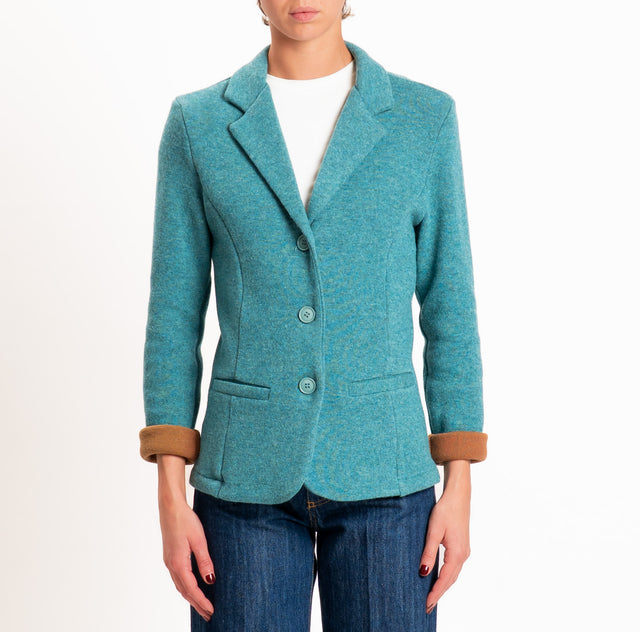 Zeroassoluto-Giacca JOY tessuto in maglia - blu lagoon/tabacco