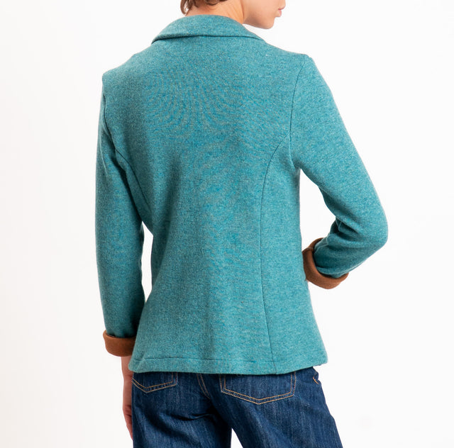 Zeroassoluto-Giacca JOY tessuto in maglia - blu lagoon/tabacco