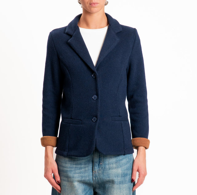 Zeroassoluto-Giacca JOY tessuto in maglia - blu/tabacco