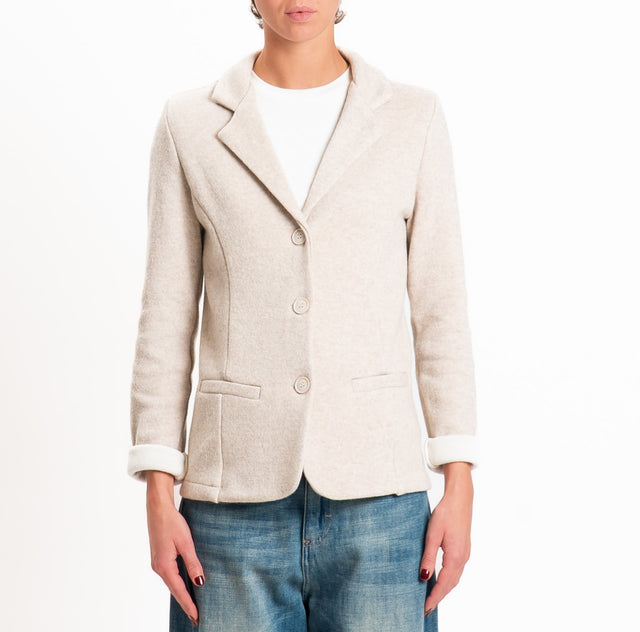 Zeroassoluto-Giacca JOY tessuto in maglia - casha/panna