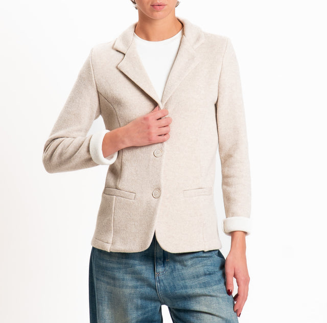 Zeroassoluto-Giacca JOY tessuto in maglia - casha/panna