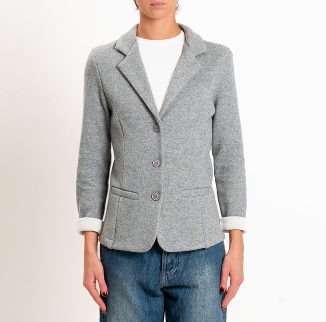 Zeroassoluto-Giacca JOY tessuto in maglia - grigio melange/panna