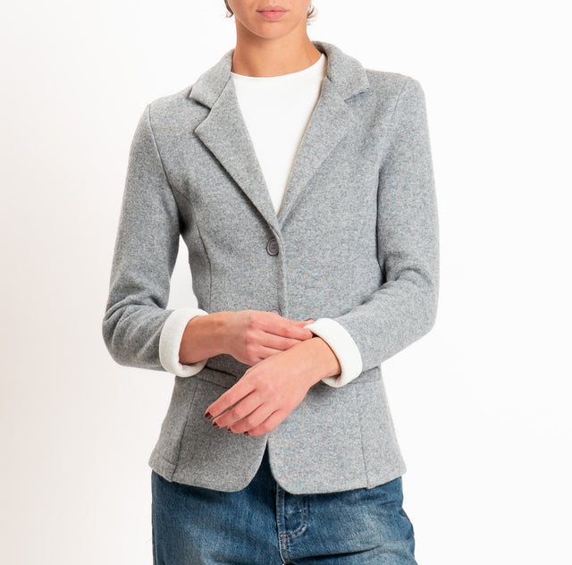 Zeroassoluto-Giacca JOY tessuto in maglia - grigio melange/panna
