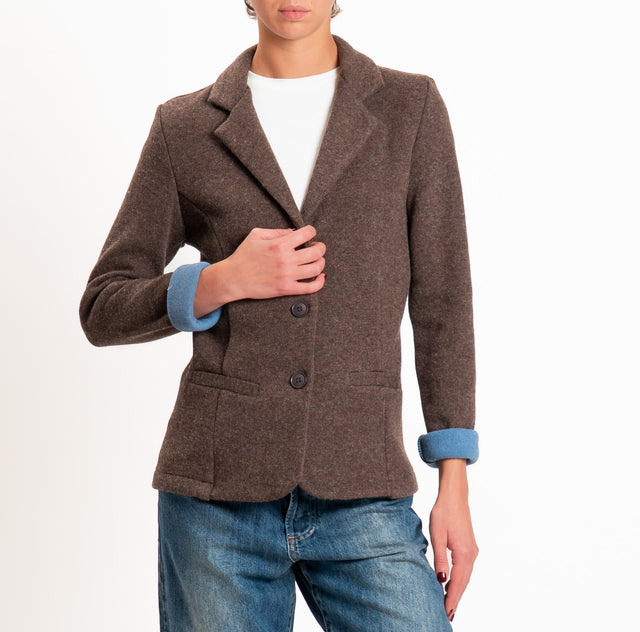 Zeroassoluto-Giacca JOY tessuto in maglia - moro melange/avio