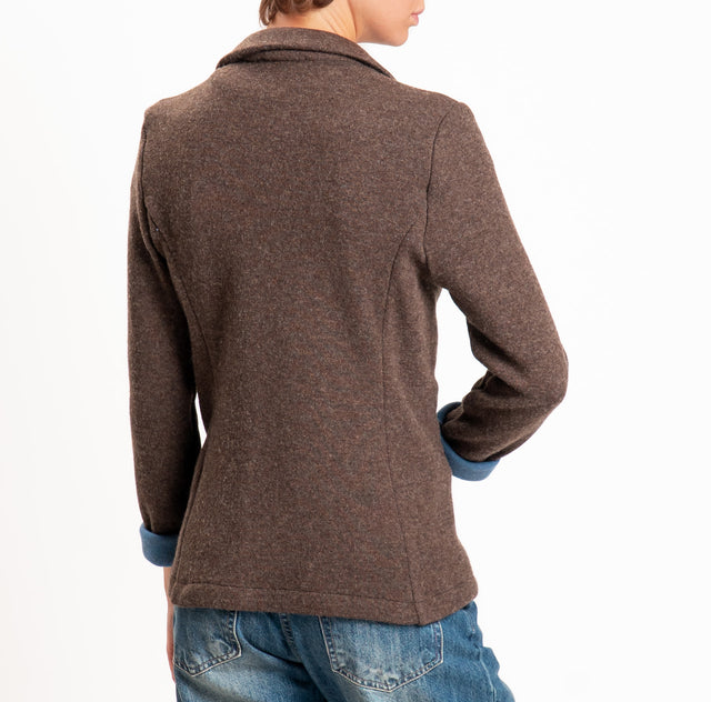 Zeroassoluto-Giacca JOY tessuto in maglia - moro melange/avio