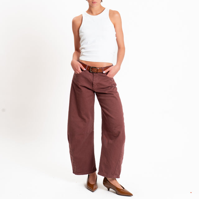 Zeroassoluto-Pantalone LIBY barrel drill cotone - dusty rose