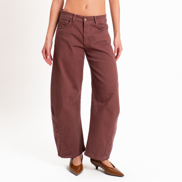 Zeroassoluto-Pantalone LIBY barrel drill cotone - dusty rose