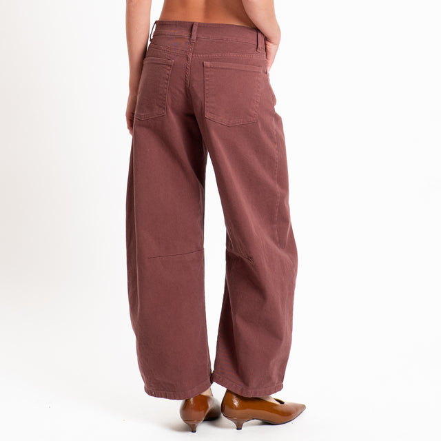 Zeroassoluto-Pantalone LIBY barrel drill cotone - dusty rose