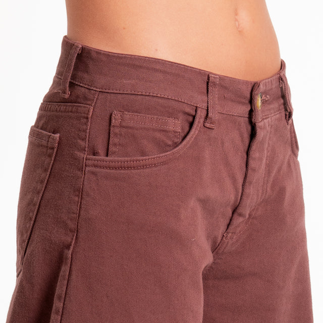 Zeroassoluto-Pantalone LIBY barrel drill cotone - dusty rose