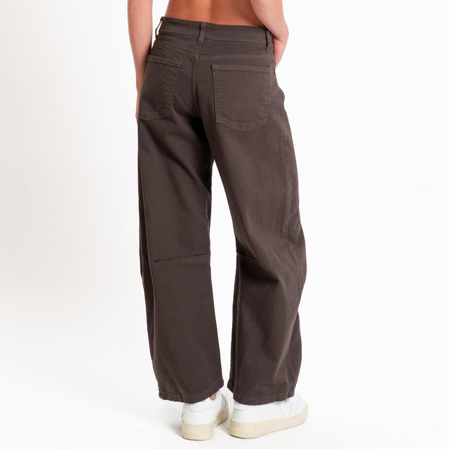 Zeroassoluto-Pantalone LIBY barrel drill cotone elasticizzato - moro